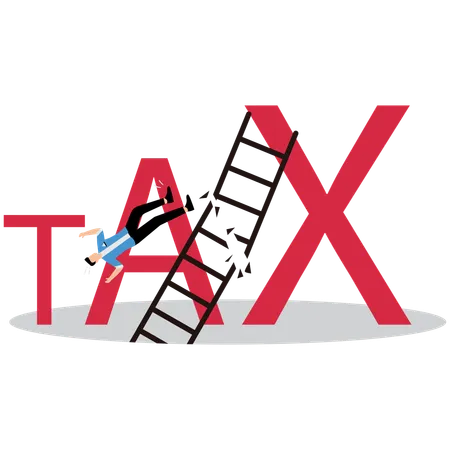 Businessman falling from tax ladder  Illustration