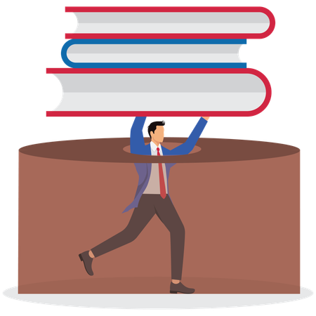 Businessman Falling in Hole and holding Book  Illustration