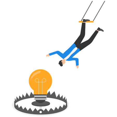 Businessman falling in idea trap  Illustration
