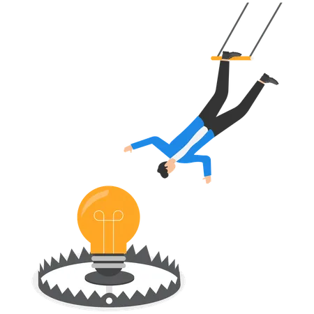 Businessman falling in idea trap  Illustration