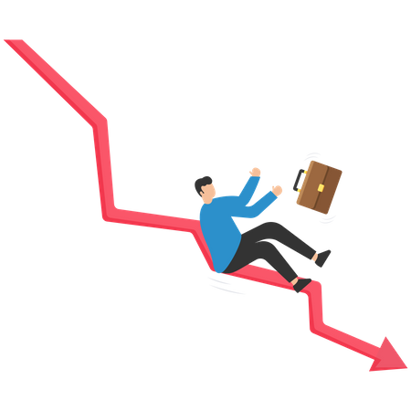 Businessman falling in recession  イラスト
