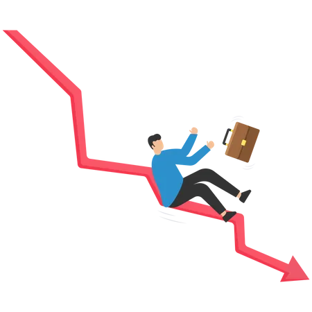 Businessman falling in recession  Illustration