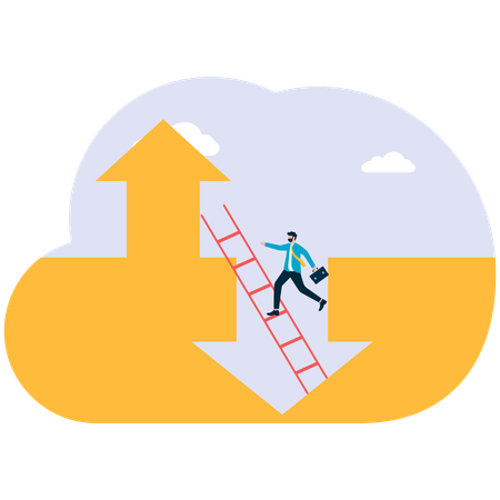 Businessman falling into falling arrow  Illustration