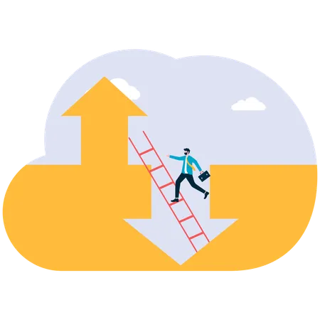 Businessman falling into falling arrow  Illustration