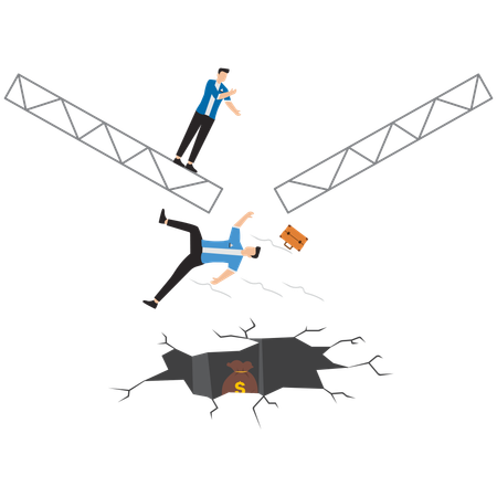 Businessman falling into business trap  Illustration