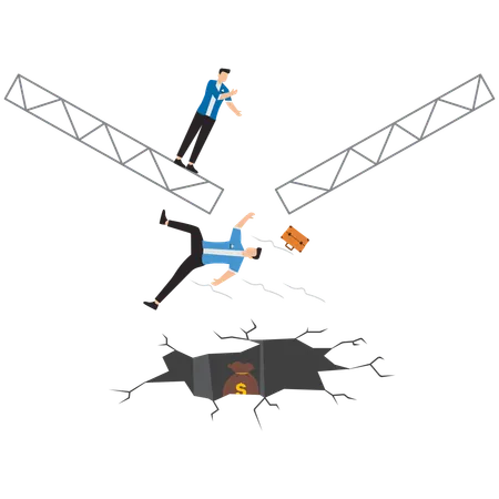 Businessman falling into business trap  Illustration