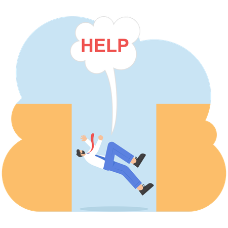 Businessman falling into hole with word help  Illustration