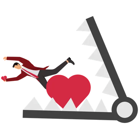 Businessman falling into love trap  Illustration