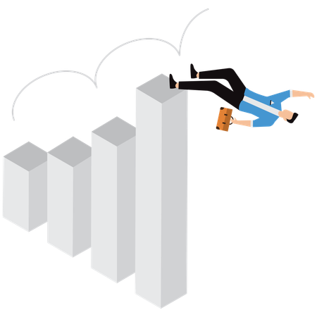 Businessman falling of chart  Illustration