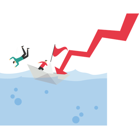Businessman falling off boat  Illustration