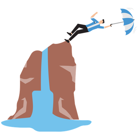 Businessman falling off the cliff  Illustration