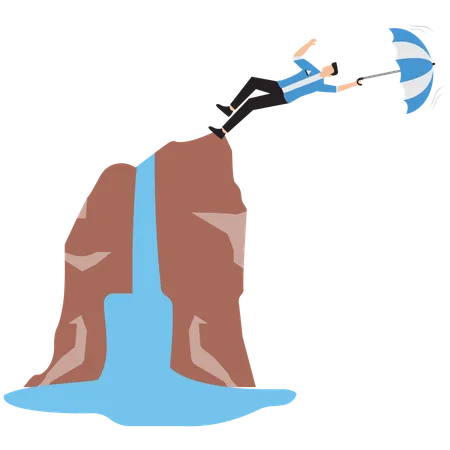 Businessman falling off the cliff  Illustration