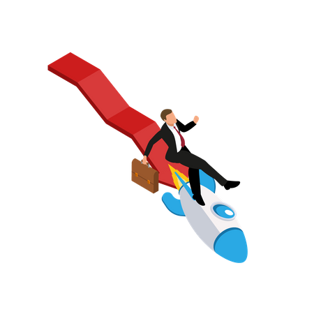 Businessman falling with failed startup Illustration