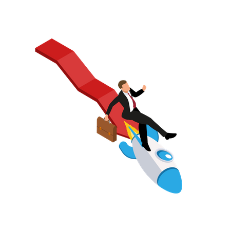 Businessman falling with failed startup  Illustration