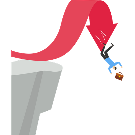 Businessman falling with rise and fall arrows  Illustration