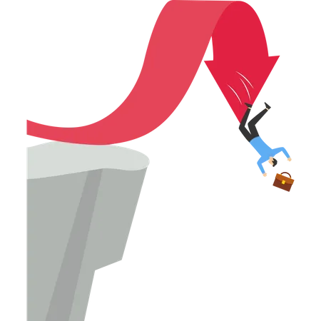 Businessman falling with rise and fall arrows  Illustration