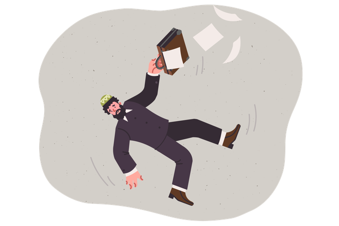 Businessman falls down after going bankruptcy  Illustration