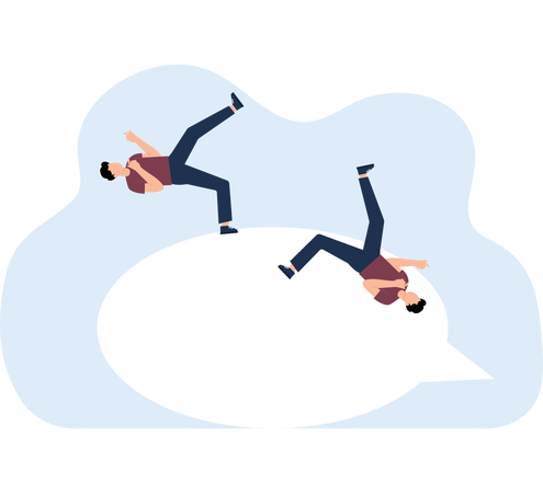 Businessman falls into a huge speech bubble  Illustration