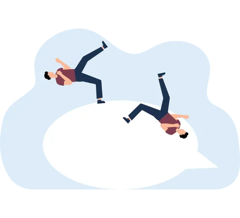 Businessman falls into a huge speech bubble  Illustration
