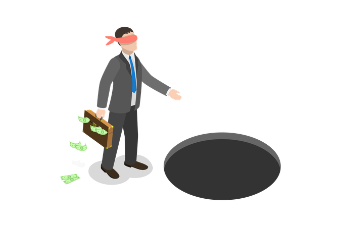 Businessman Falls into  Pitfall  Illustration