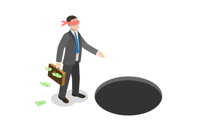 Businessman Falls into  Pitfall  Illustration