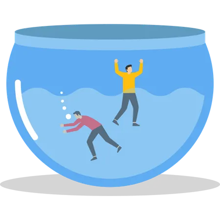 Businessman falls into water  Illustration