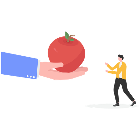 Businessman feeding business employee  Illustration