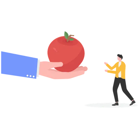 Businessman feeding business employee  Illustration