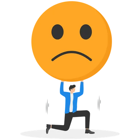 Stressed Burden Anxiety Or Negative Thinking Anger Or Emotional Causing Problem Mental Health Or Depression Overworked Or Overwhelmed Concept Depressed Businessman Chain With Sad Face Burden Illustration