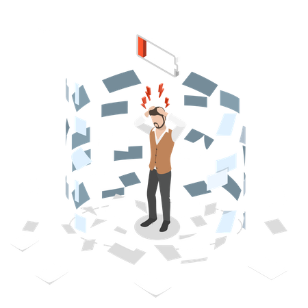 Businessman feeling exhausting by overwork  Illustration