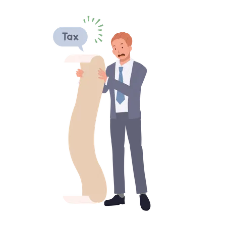 Businessman feeling shock with debt pay paper  Illustration