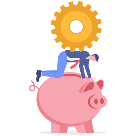 Businessman feels burden of savings  Illustration