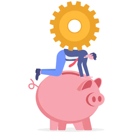Businessman feels burden of savings  Illustration