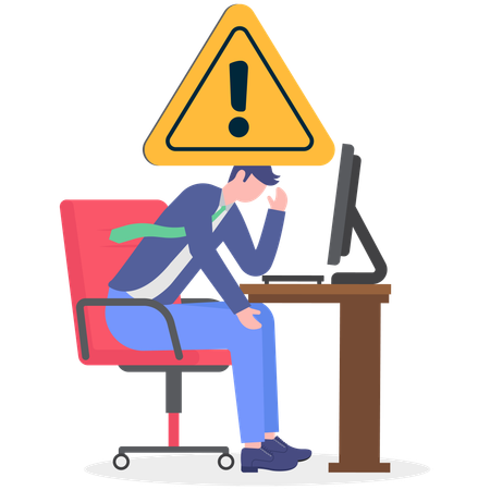 Businessman feels pressure under office work  Illustration