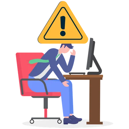 Businessman feels pressure under office work  Illustration