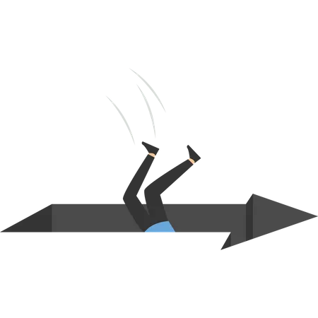 Businessman fell into the arrow hole,  Illustration
