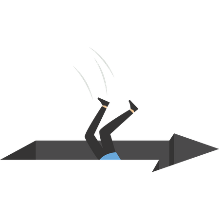 Businessman fell into the arrow hole,  Illustration