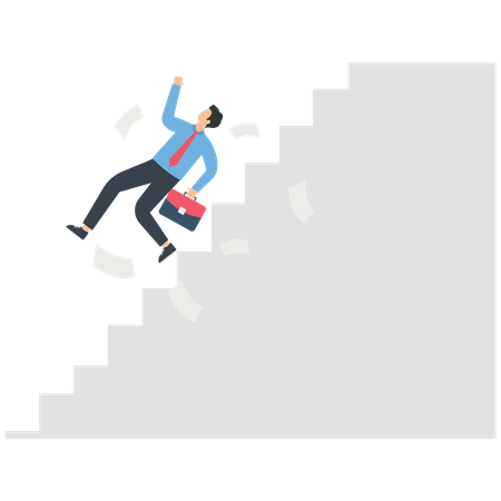 Businessman fell off the stairs  Illustration
