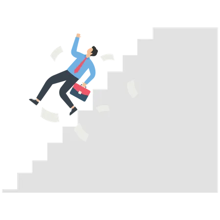 Businessman fell off the stairs  Illustration