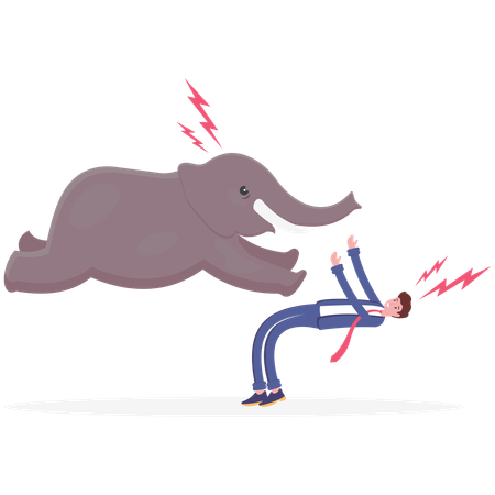 Businessman fight against an elephant  Illustration