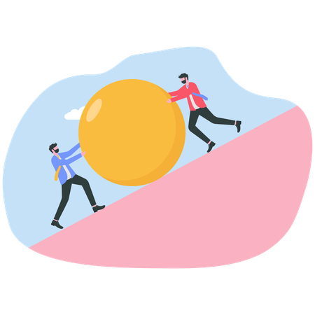Businessman fight from obstacle problem  Illustration