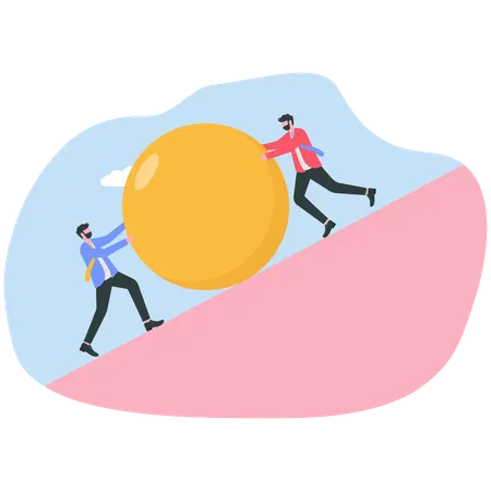 Businessman fight from obstacle problem  Illustration