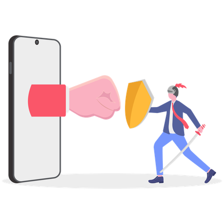 Businessman fighting business competitors  Illustration
