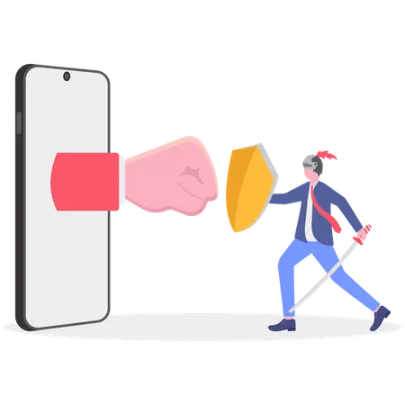 Businessman fighting business competitors  Illustration