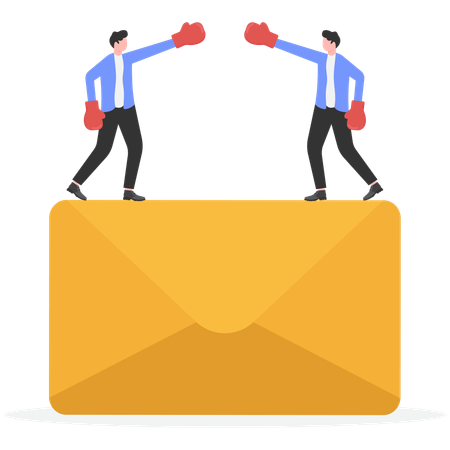 Businessman fighting for business email  Illustration