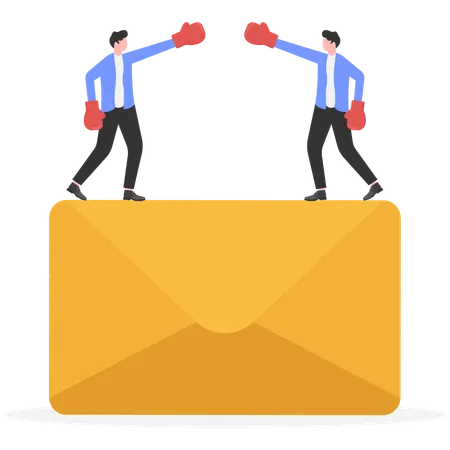 Businessman fighting for business email  Illustration