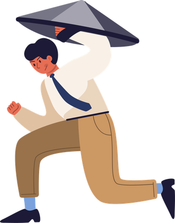 Businessman fighting for self defence  Illustration