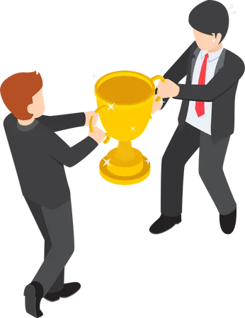 Businessman fighting for trophy  Illustration