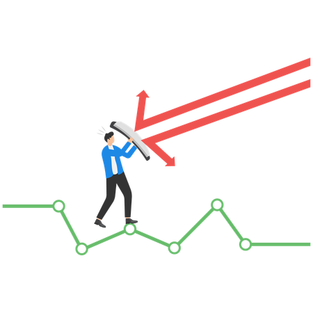 Businessman fighting from business loss  Illustration