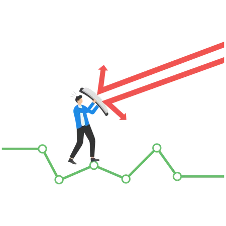 Businessman fighting from business loss  Illustration